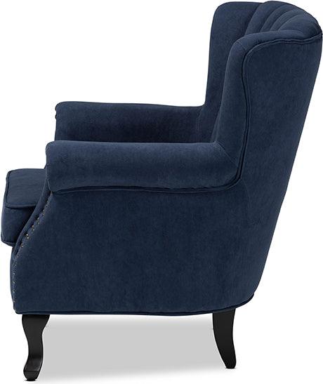 Best Quality Furniture Olivia Navy Blue Velvet Fabric Adjustable