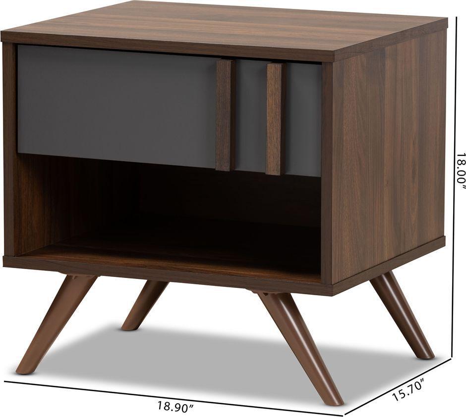 Wholesale Interiors Nightstands & Side Tables - Naoki Nightstand Gray & Walnut