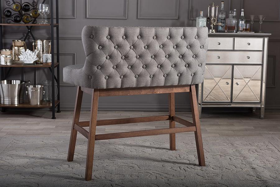 Shop Gradisca Button tufted Upholstered Bar Bench Banquette Grey