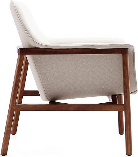 Manhattan Comfort Accent Chairs - Miller Cream & Walnut Linen Weave Accent Chair