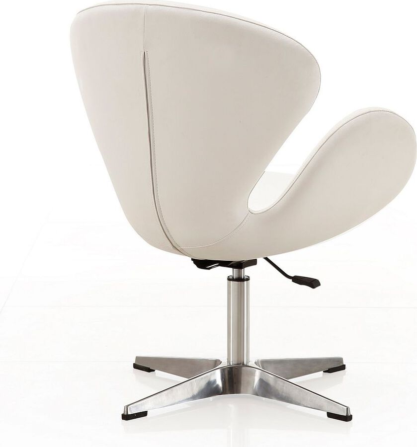 Manhattan Comfort Accent Chairs - Raspberry White & Polished Chrome Faux Leather Adjustable Swivel Chair