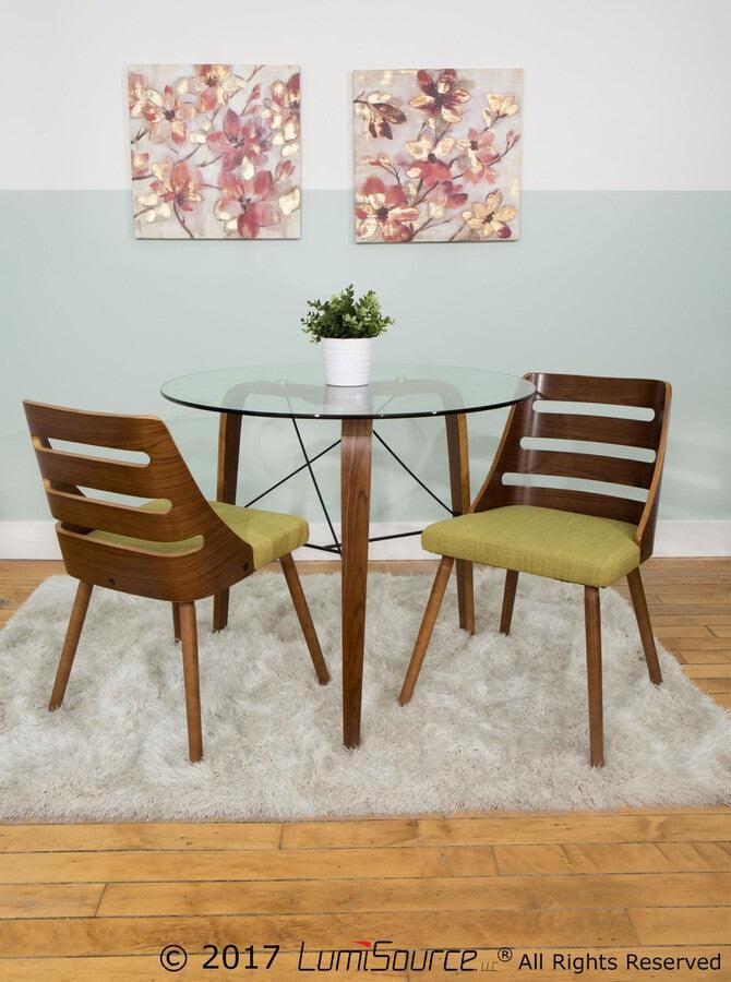 Lumisource Dining Chairs - Trevi Mid-Century Modern Dining/Accent Chair in Walnut with Blue Fabric