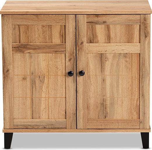 Glidden Oak Brown Finished Wood 2 Door Shoe Storage Cabinet