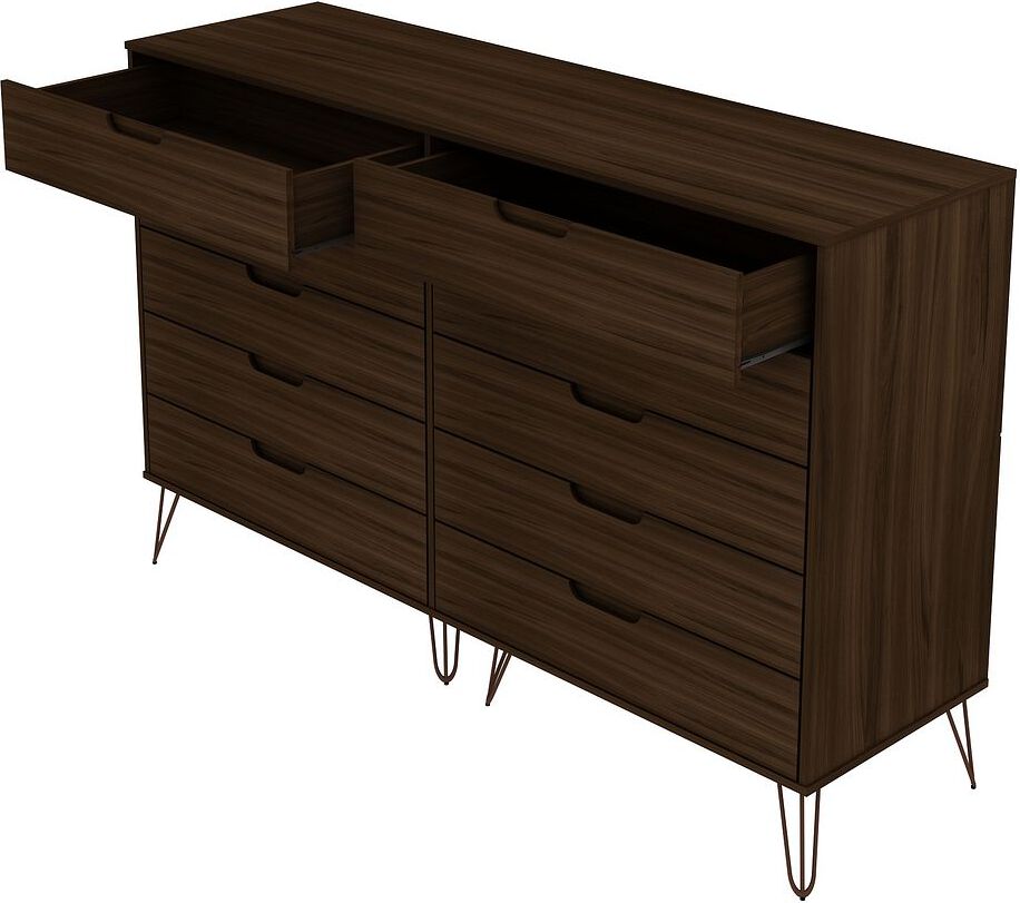 Manhattan Comfort Dressers - Rockefeller 10-Drawer Double Tall Dresser with Metal Legs in Brown