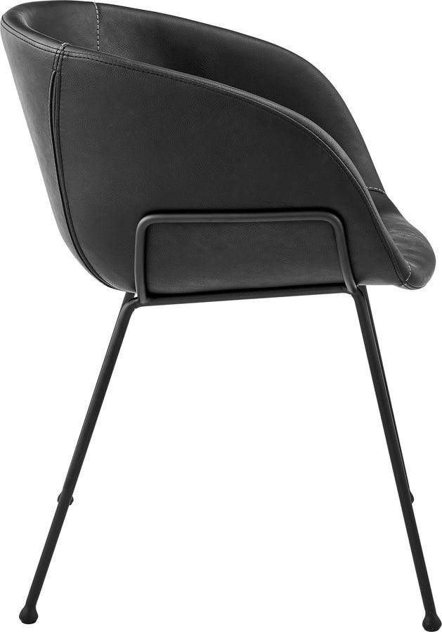 Euro Style Accent Chairs - Zach Armchair with Black Leatherette and Matte Black Powder Coated Steel Frame and Legs - Set of 2