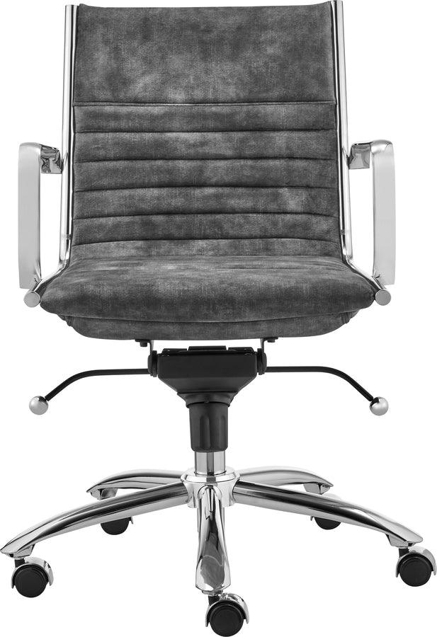 Euro Style Task Chairs - Dirk Low Back Office Chair in Velvet Gray