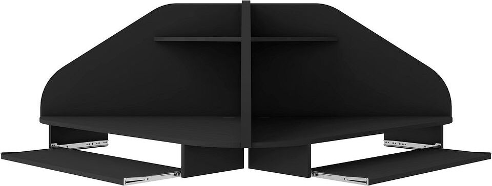 Manhattan Comfort Desks - Bradley Floating 2-Piece Cubicle Section Desk with Keyboard Shelf in Black