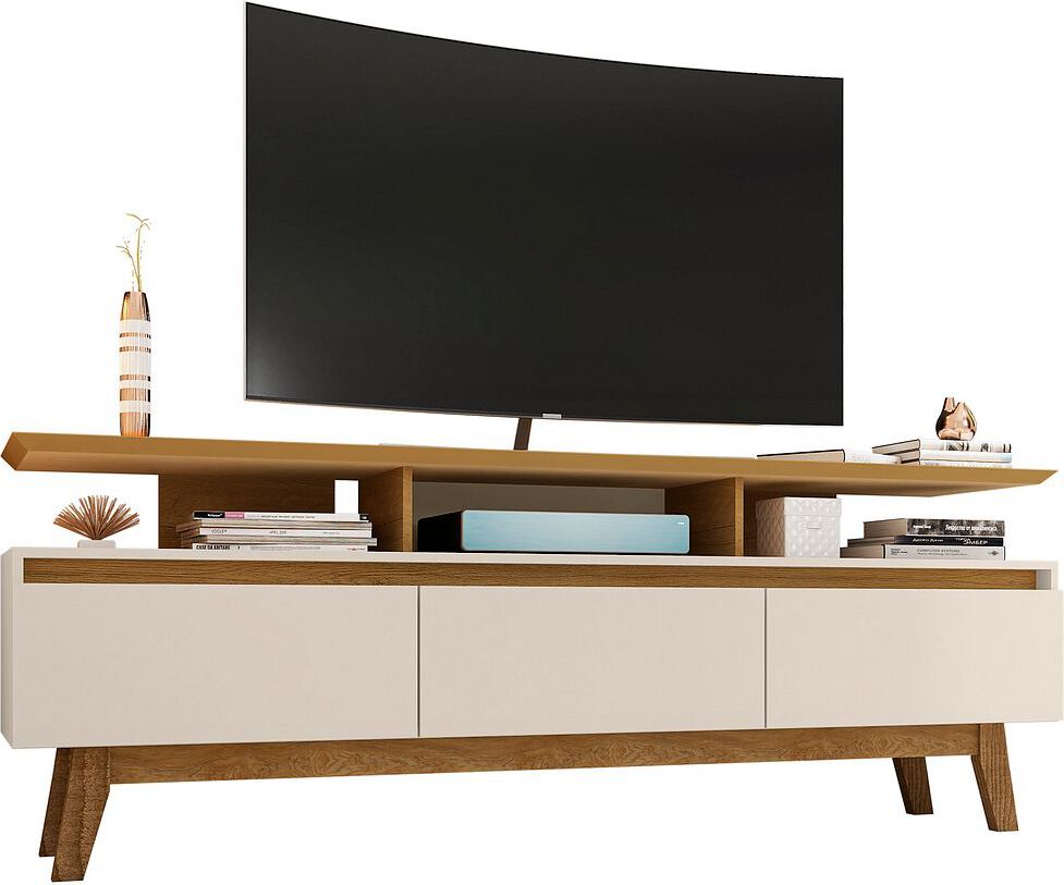 Manhattan Comfort TV & Media Units - Yonkers 70.86 TV Stand in Off White and Cinnamon