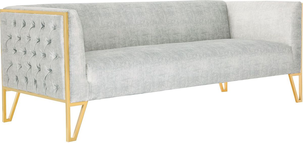 Manhattan Comfort Sofas & Couches - Vector 81.5 in. Gray & Gold Velvet 3-Seat Sofa