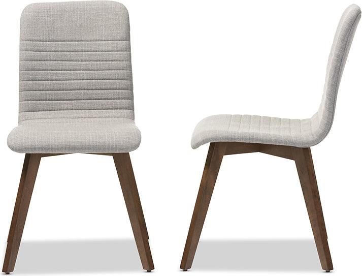 Wholesale Interiors Dining Chairs - Sugar Mid-century Style Light Grey Fabric and Walnut Wood Dining Chair (Set of 2)