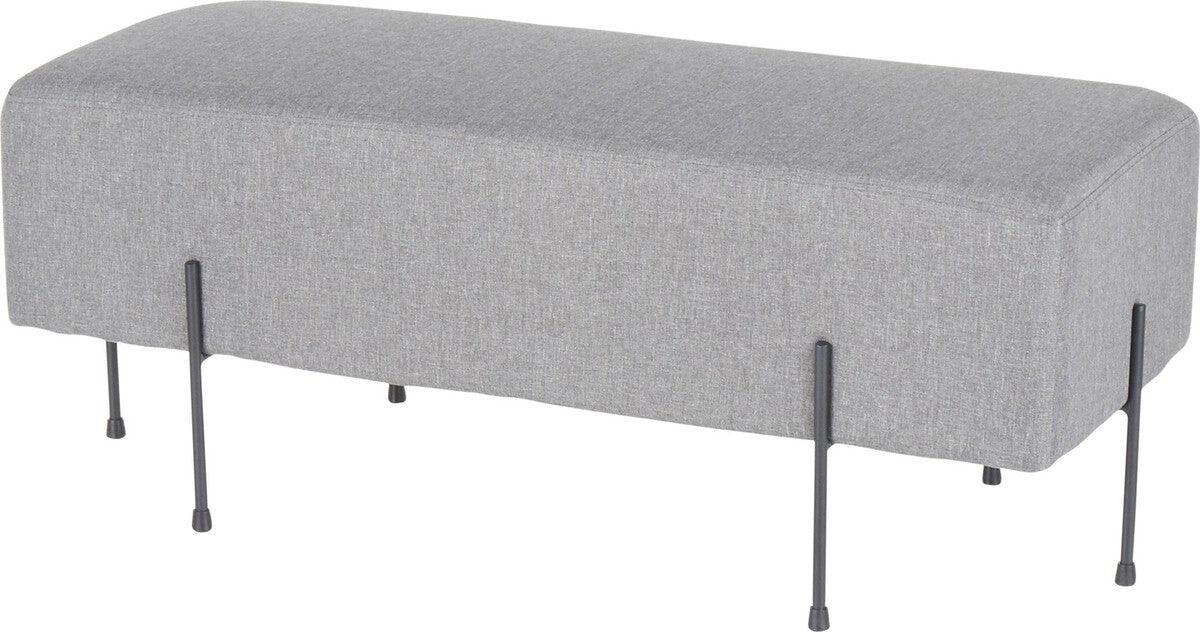 Lumisource Benches - Daniella Contemporary Bench in Black Metal and Grey Fabric