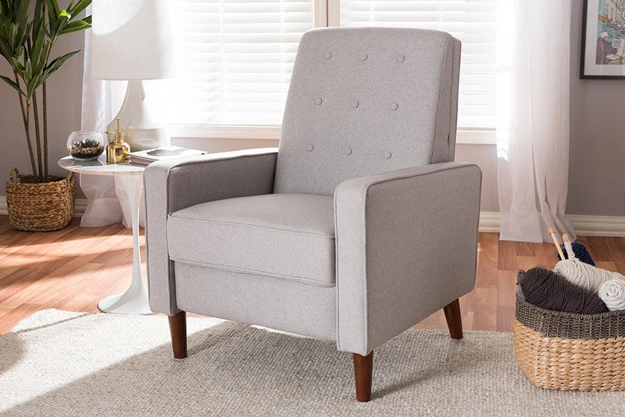 Wholesale Interiors Accent Chairs - Mathias Mid-century Modern Light Grey Fabric Upholstered Lounge Chair