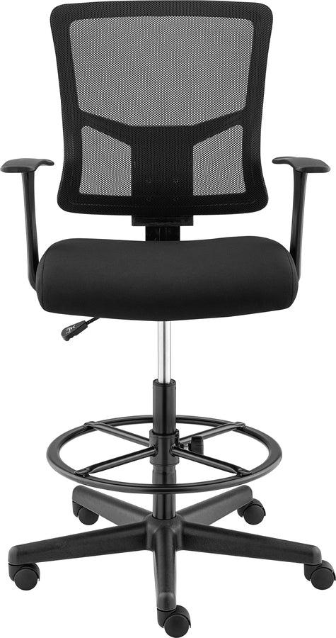 Euro Style Task Chairs - Tuva Adjustable Height Drafting Stool in Black Mesh and Fabric with Black Frame