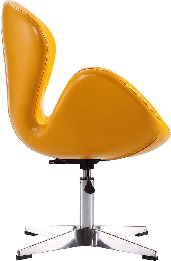 Manhattan Comfort Accent Chairs - Raspberry Yellow & Polished Chrome Faux Leather Adjustable Swivel Chair (Set of 2)