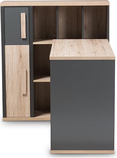 Wholesale Interiors Desks - Pandora Dark Grey & Light Brown Study Desk with Built-in Shelving Unit