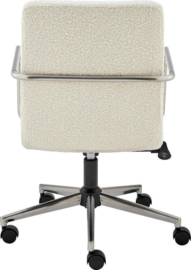 Euro Style Task Chairs - Leander Low Back Office Chair in Ivory with Brushed Nickel Armrests/Base