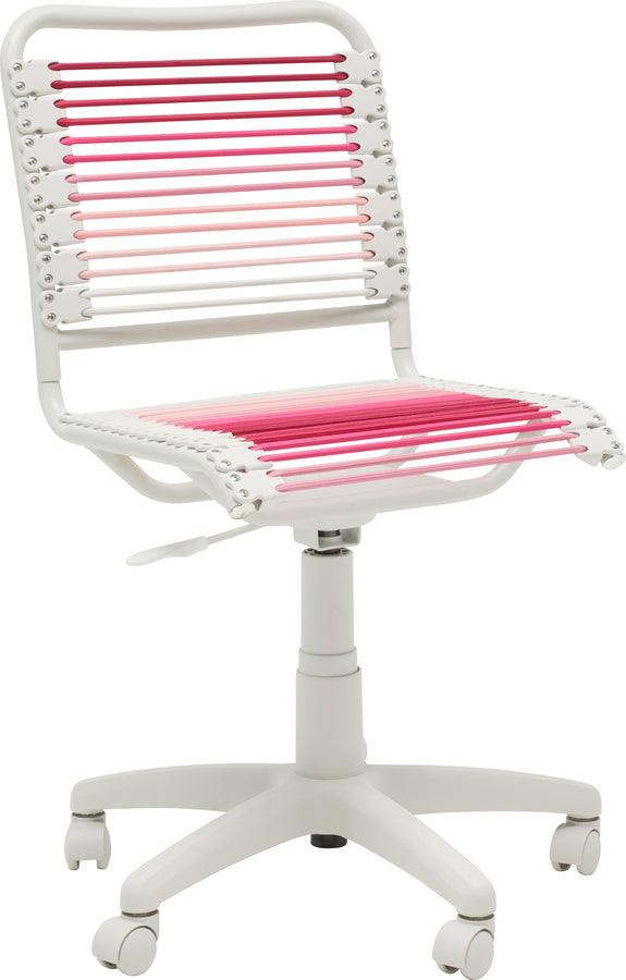 Euro Style Task Chairs - Bungie Low Back Office Chair in Blush with White Frame and Base