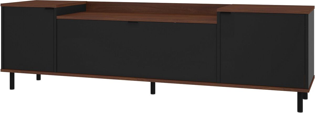 Manhattan Comfort TV & Media Units - Mosholu 66.93 TV Stand with 3 Shelves in Black & Nut Brown