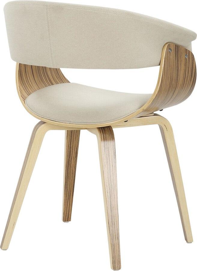 Lumisource Accent Chairs - Vintage Mod Mid-Century Modern Dining/Accent Chair in Zebra Wood and Cream Fabric