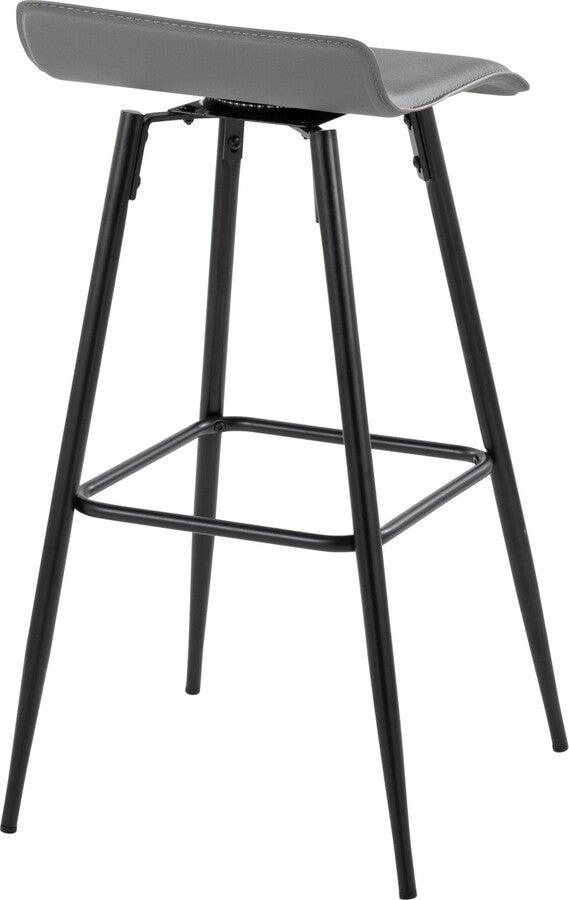 Lumisource Barstools - Ale 30" Bar Stool In Black Steel & Grey Faux Leather (Set of 2)