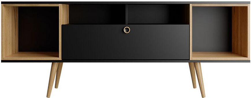 Manhattan Comfort TV & Media Units - Theodore 62.99 TV Stand with 6 Shelves in Black & Cinnamon