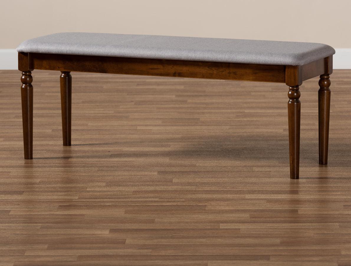 Wholesale Interiors Benches - Giovanni Grey & Walnut Brown Finished Wood Dining Bench