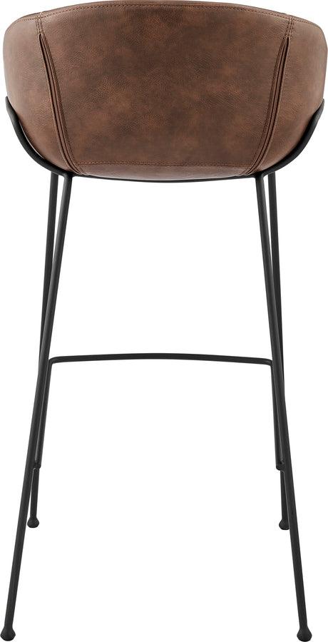 Euro Style Barstools - Zach Bar Stool with Brown Leatherette and Matte Black Powder Coated Steel Frame and Legs - Set of 2