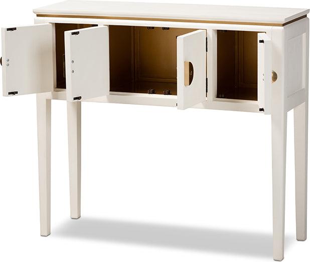 Wholesale Interiors Consoles - Aiko Classic and Traditional Japanese-Inspired Off-White Finished 4-Door Wood Console