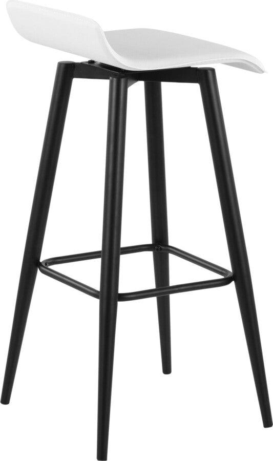 Lumisource Barstools - Ale Bar Stool In Black Steel & White Faux Leather (Set of 2)