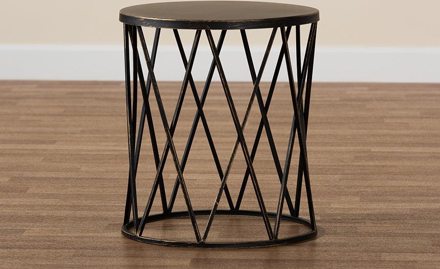 Wholesale Interiors Side & End Tables - Finnick Modern Industrial Antique Black finished Metal End Table