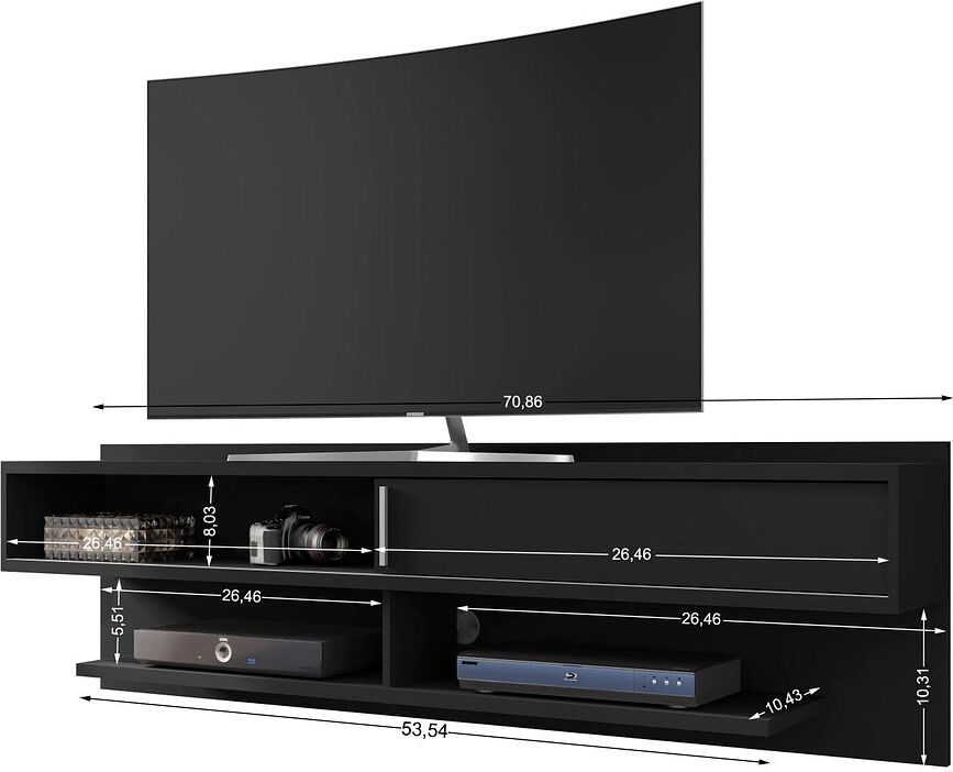 Manhattan Comfort TV & Media Units - Astor 70.86 Modern Floating Entertainment Center 1.0 with Media Shelves in Black