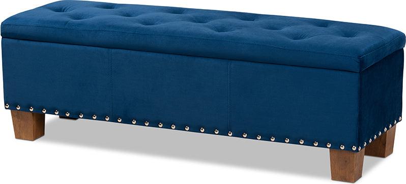 Wholesale Interiors Ottomans & Stools - Hannah Modern Ottoman Navy Blue & Brown