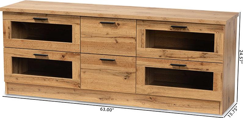 Wholesale Interiors TV & Media Units - Adelino Modern and Contemporary Oak Brown Finished Wood 2-Drawer TV Stand Oak Brown & Black