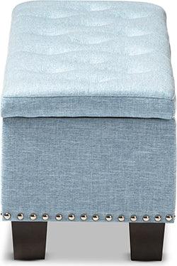 Wholesale Interiors Benches - Hannah Light Blue Button-Tufting Storage Ottoman Bench