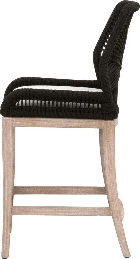 Loom Barstool Taupe & White Flat Rope, Pumice, Natural Gray Mahogany