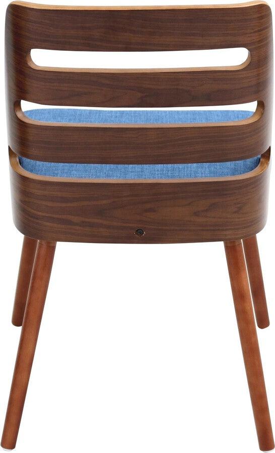 Lumisource Dining Chairs - Trevi Mid-Century Modern Dining/Accent Chair in Walnut with Blue Fabric