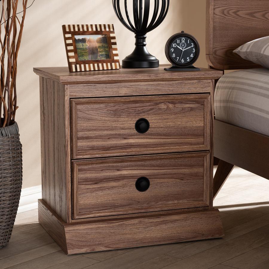 Wholesale Interiors Nightstands & Side Tables - Ryker Modern and Contemporary Oak Finished 2-Drawer Wood Nightstand