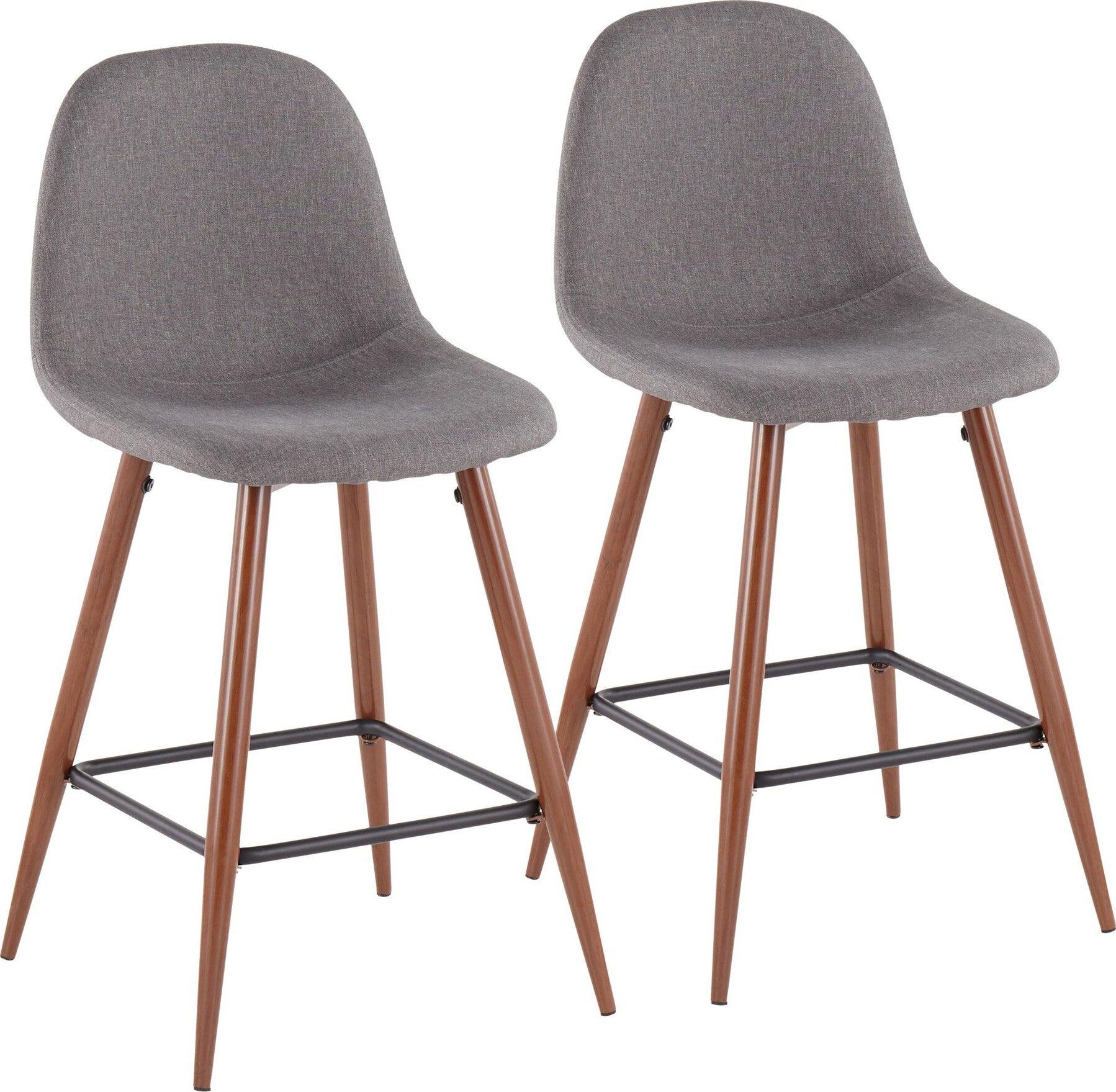 Lumisource Barstools - Pebble Counter Stool Walnut & Charcoal (Set of 2)