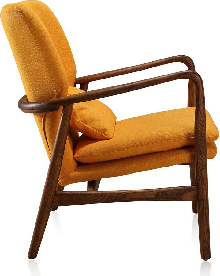 Manhattan Comfort Accent Chairs - Bradley Yellow and Walnut Linen Weave Accent Chair