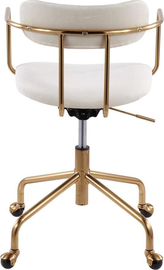 Lumisource Task Chairs - Demi Contemporary Office Chair in Gold Metal & Cream Velvet