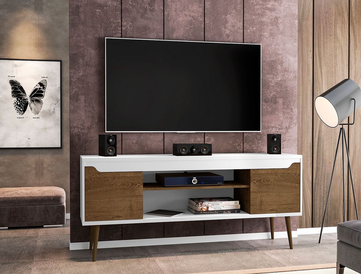 Manhattan Comfort TV & Media Units - Bradley 62.99 TV Stand White and Rustic Brown