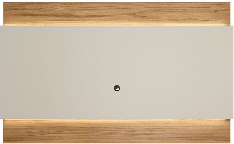 Manhattan Comfort TV & Media Units - Lincoln 85.43" TV Panel with LED Lights in Off White & Cinnamon