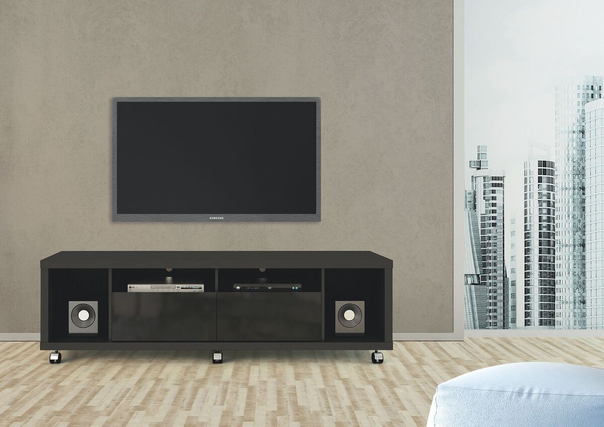 Manhattan Comfort TV & Media Units - Cabrini TV Stand 1.8 in Black Gloss & Black Matte