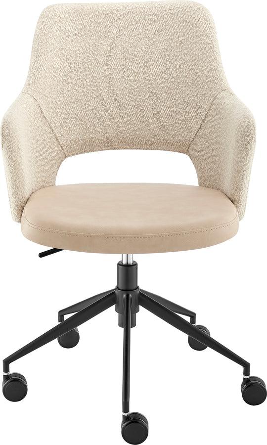 Euro Style Task Chairs - Darcie Office Chair in Ivory Leatherette and Fabric with Black Base