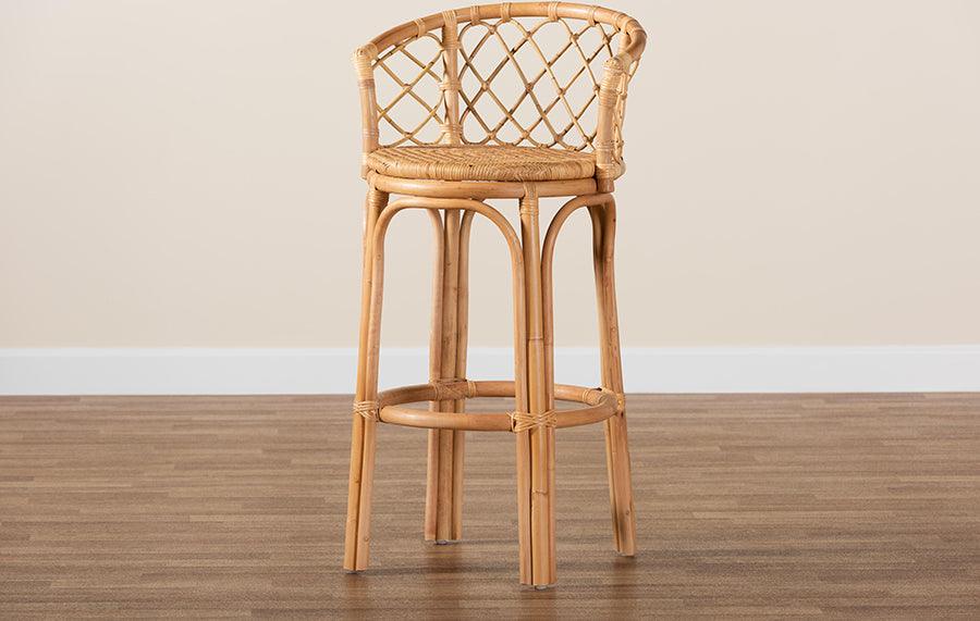 Wholesale Interiors Barstools - Orchard Modern Bohemian Natural Brown Rattan Bar Stool