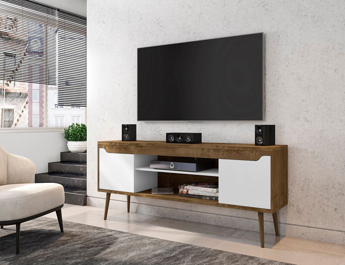 Manhattan Comfort TV & Media Units - Bradley 62.99 TV Stand Rustic Brown and White