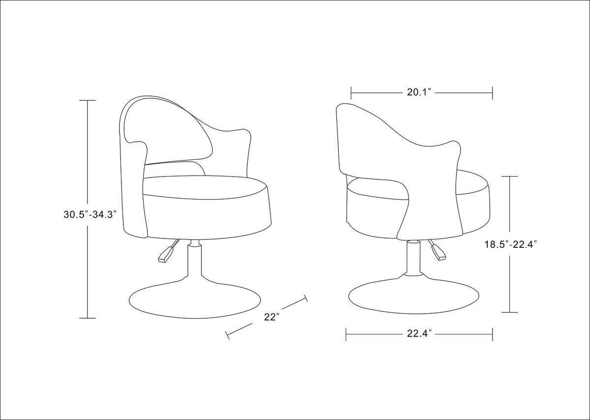 Manhattan Comfort Accent Chairs - Bopper White & Polished Chrome Faux Leather Adjustable Height Swivel Accent Chair (Set of 2)