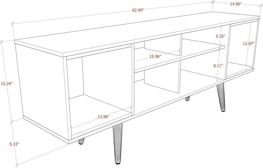 Manhattan Comfort TV & Media Units - Theodore 62.99 TV Stand with 6 Shelves in Off White & Cinnamon