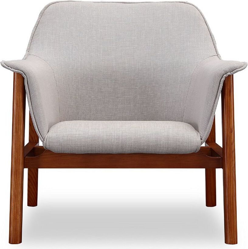 Manhattan Comfort Accent Chairs - Miller Gray and Walnut Linen Weave Accent Chair (Set of 2)