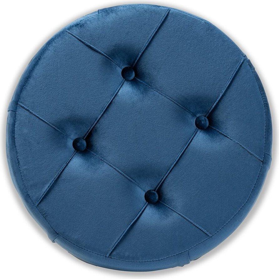 Wholesale Interiors Ottomans & Stools - Rummer Upholstered Ottoman Navy Blue And Gold